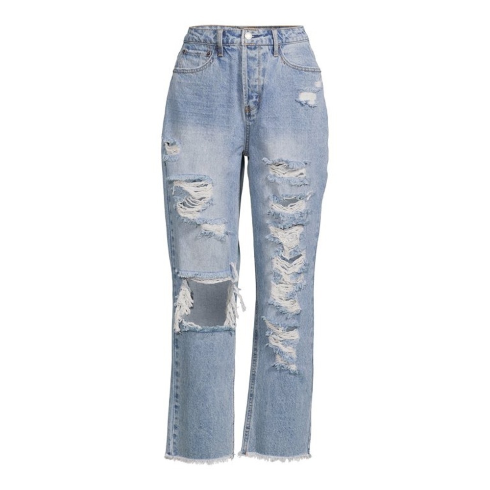 Vanilla Star Distressed 90's Boyfriend Button Fly Super High Rise Jean Sz 5 New